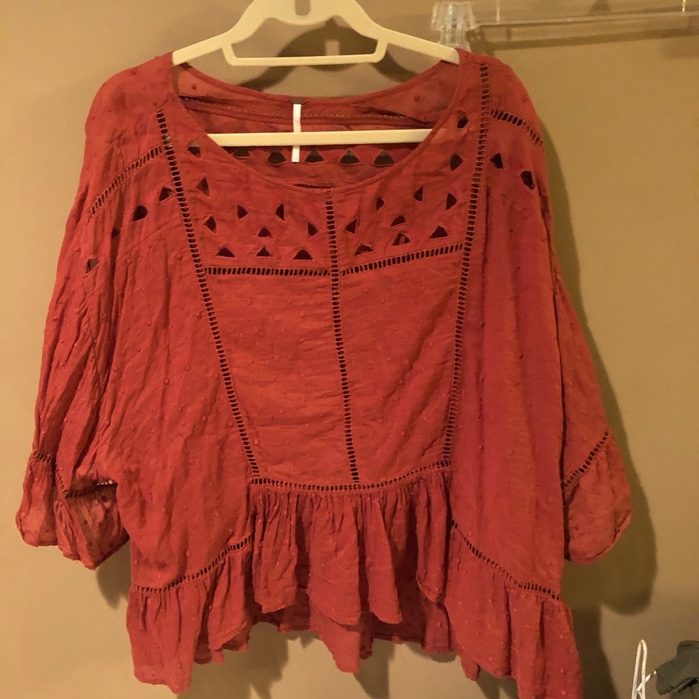 Burnt orange flowy blouse